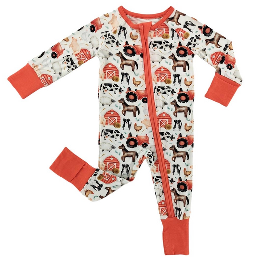 Little Red Barnyard Bamboo Sleeper - Little One Shop