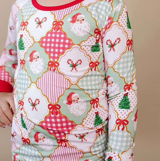 Santa Patchwork Two Piece - Lucky Panda Kids