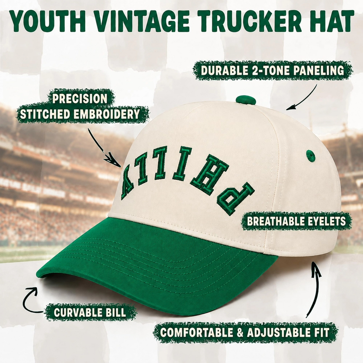 Green Philly Vintage Hat - Funky Junque