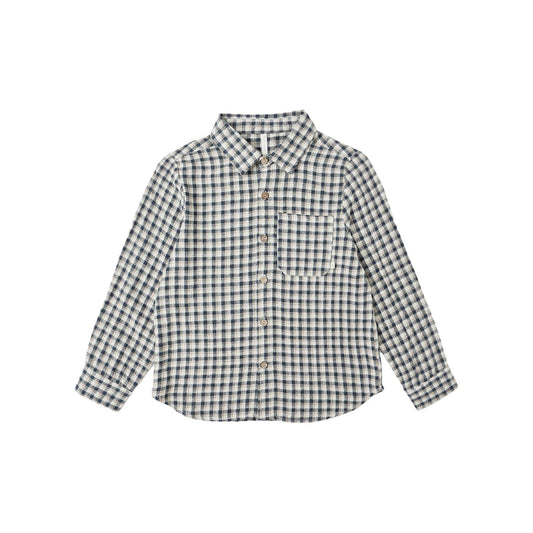 Navy Check Collared Long Sleeve - Rylee + Cru