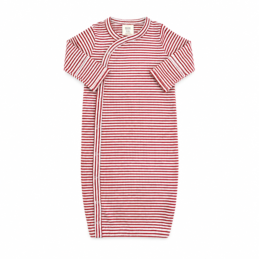 Red Stripe Newborn Gown - SIIX Collection