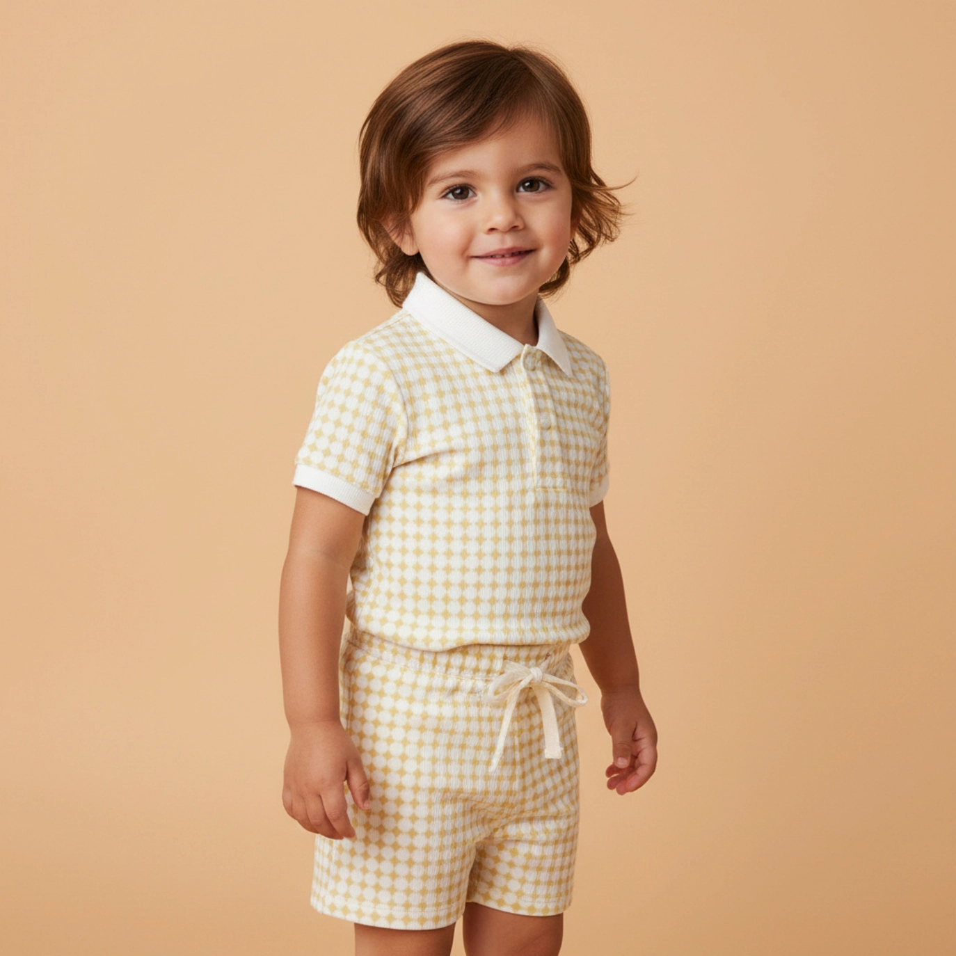 Dotty Gingham Collar Tee & Short Set - Makemake Organics