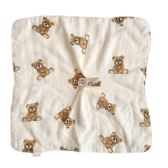 Teddy Bear Bamboo Muslin Pacifier Blanket - Ali + Oli