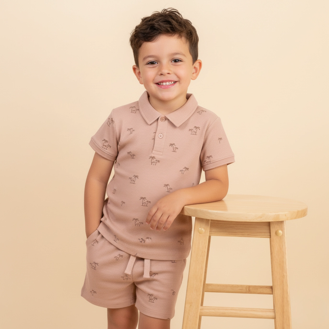 Island Palm Collar Tee & Short Set - Makemake Organics