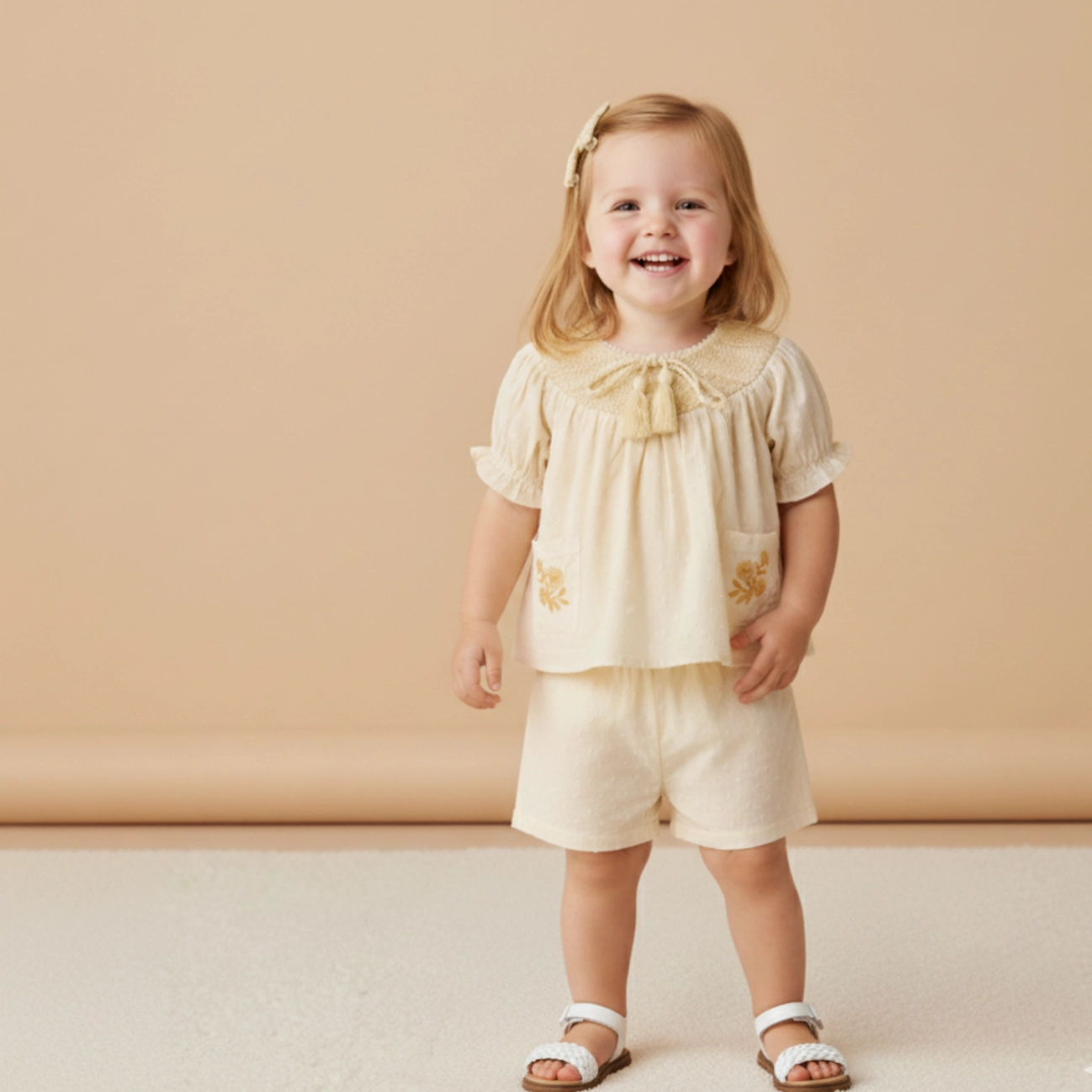 Butter Yellow Smocked Top & Short Set - Makemake Organics