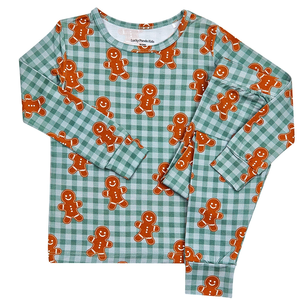 Gingerbread Gingham Two Piece - Lucky Panda Kids