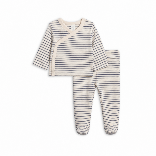 Windsor Stripe Kimono Top & Footie - Colored Organics