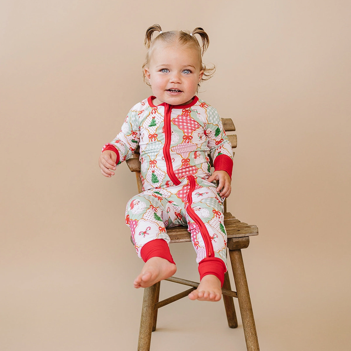 Santa Patchwork Romper - Lucky Panda Kids