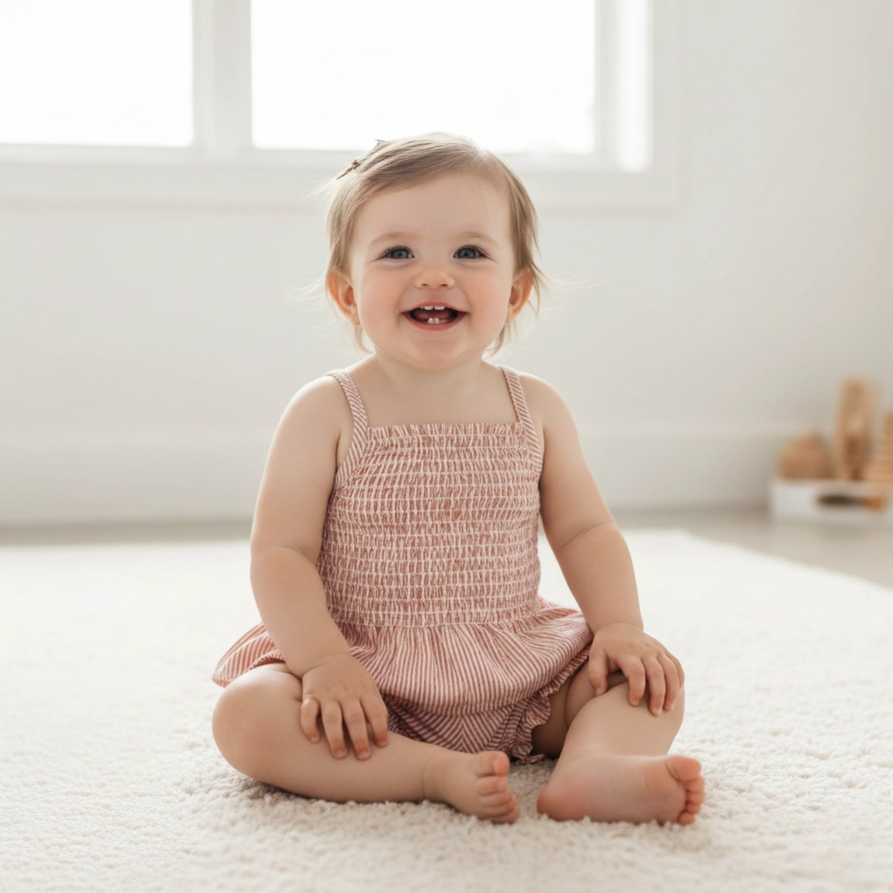 Coral Stripes Smocked Top & Bloomer Set - Makemake Organics