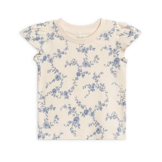 Rain Serena Floral Pearl Petal Sleeve Tee - Colored Organics