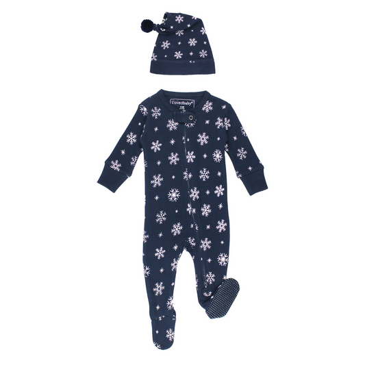Snowy Night Thermal Footie & Hat Set - L'ovedbaby