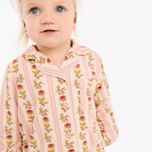 Vintage Floral Stripe Bamboo Button Up Set - Little One Shop