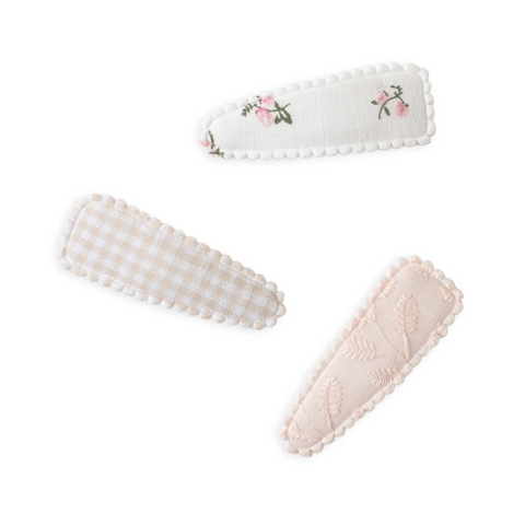 Ivory Floral 3 Pack Hair Clips - Kendi