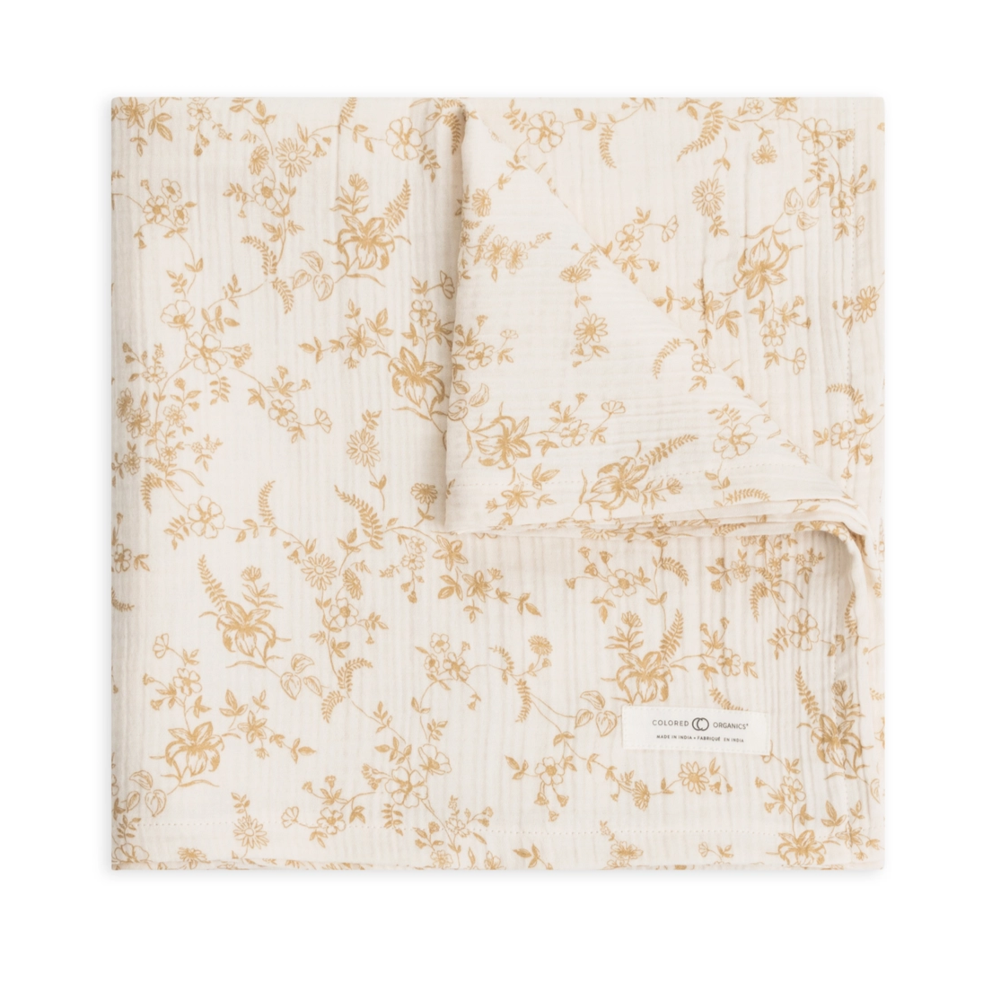 Latte Julia Floral Muslin Swaddle Blanket - Colored Organics