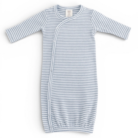 Dusty Blue Striped Gown - SIIX Collection