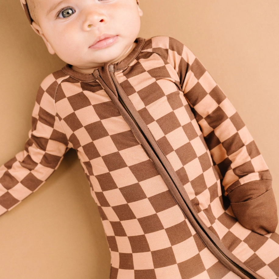 Espresso Checkered Bamboo Sleeper - Little One Shop