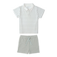 Fog Stripes Collar Tee & Short Set - Makemake Organics