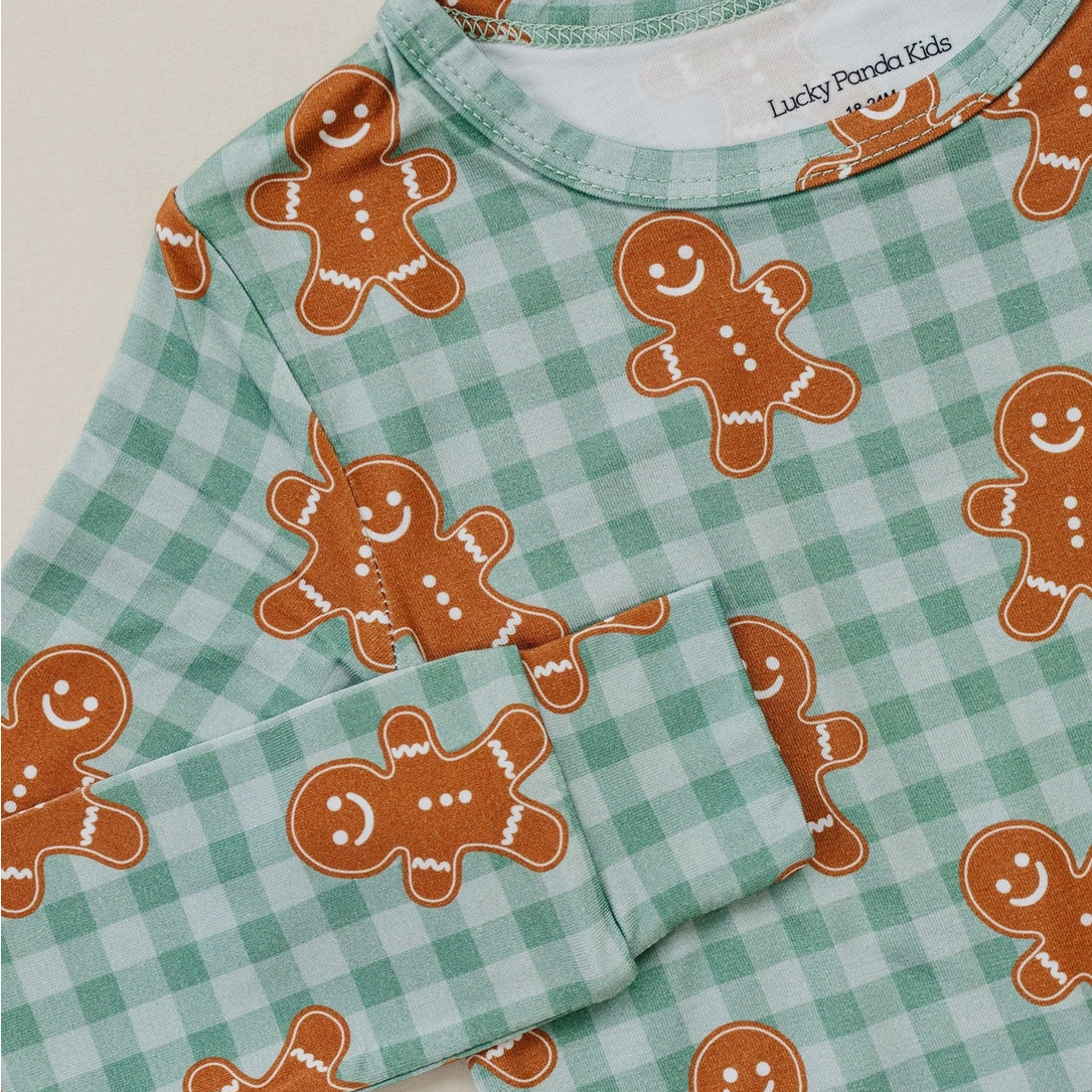 Gingerbread Gingham Two Piece - Lucky Panda Kids