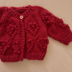 Red Heart Popcorn Cardigan - The Blueberry Hill