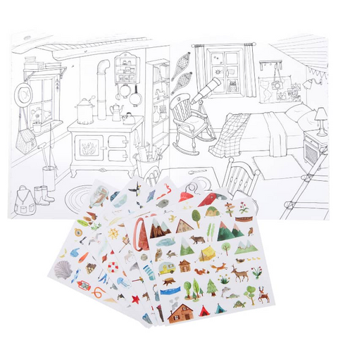 Explorer Theme Coloring Book & Stickers - Moulin Roty