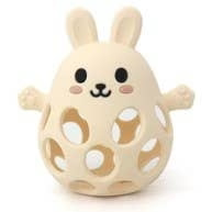 Cream 3D Bunny Rattle - Three Hearts