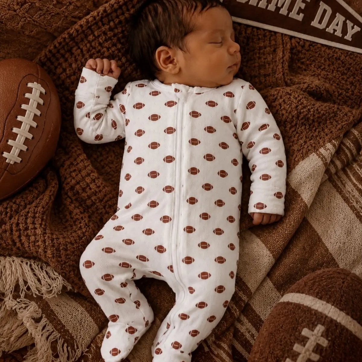 Football Pointelle Footie - SIIX Collection