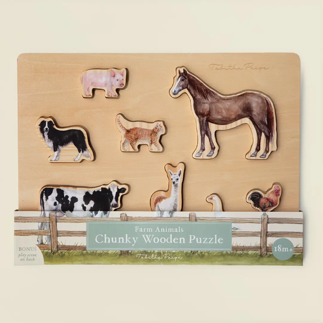 Farm Animals Chunky Wooden Puzzle - Paige Tate