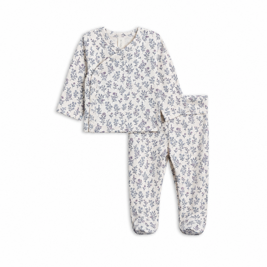 Winona Floral Kimono Top & Footie - Colored Organics
