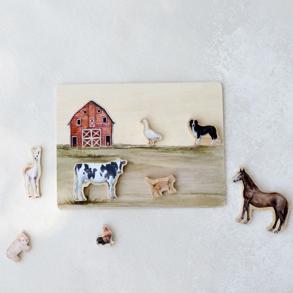 Farm Animals Chunky Wooden Puzzle - Paige Tate