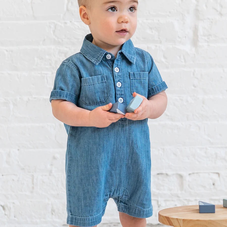 Ted Chambray Collared Romper - Kendi