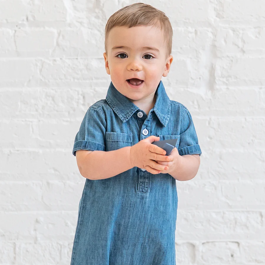 Ted Chambray Collared Romper - Kendi