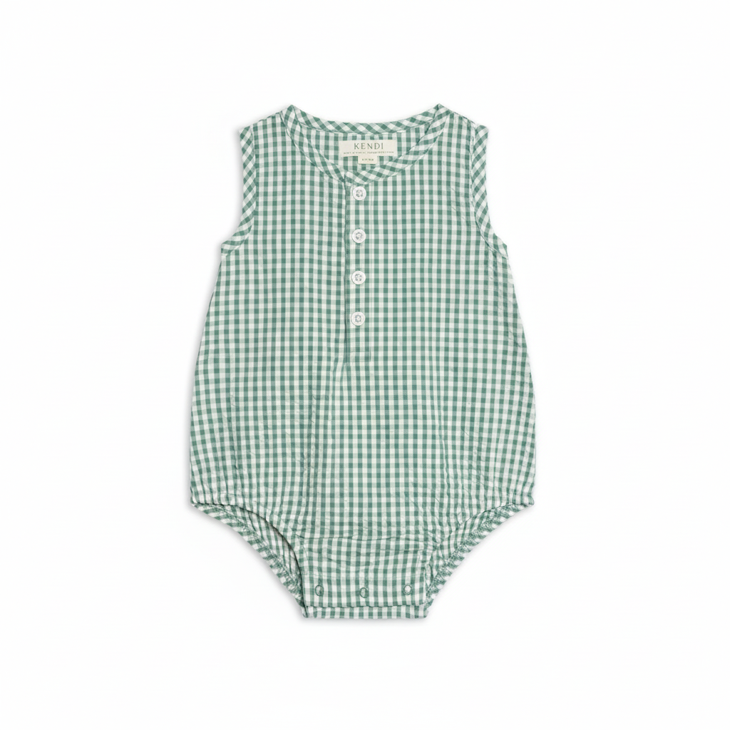Laguna Gingham Wren Seersucker Romper - Kendi