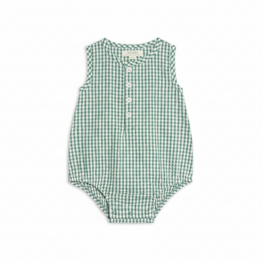 Laguna Gingham Wren Seersucker Romper - Kendi