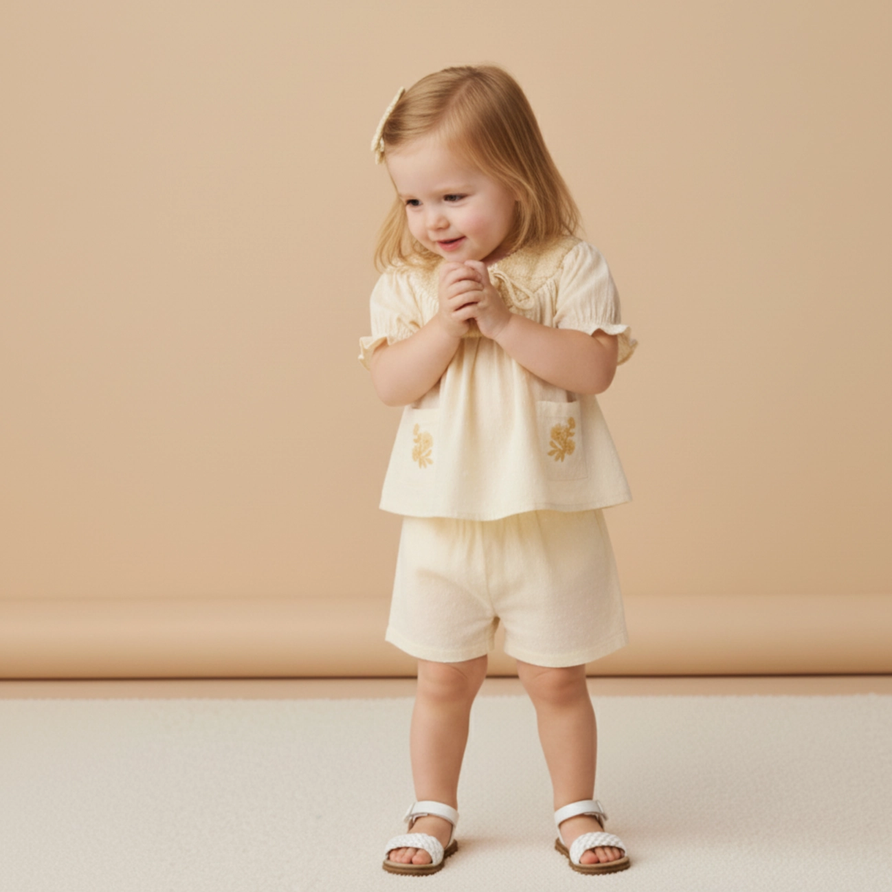 Butter Yellow Smocked Top & Short Set - Makemake Organics