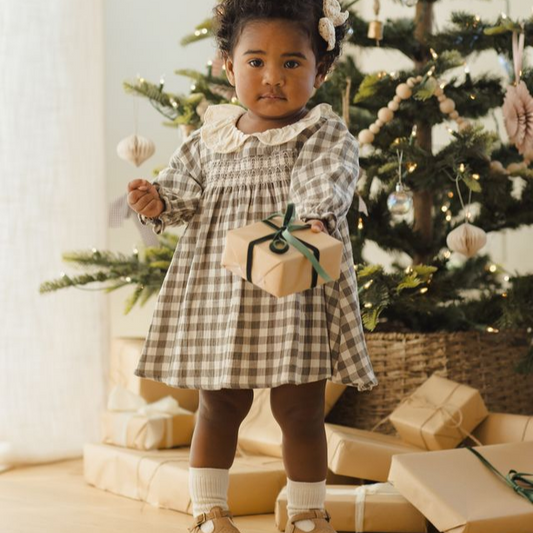Forest Check Callie Dress - Quincy Mae