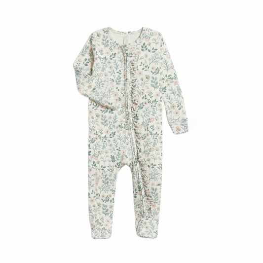 Merion Floral Neve Ruffle Sleeper - Colored Organics