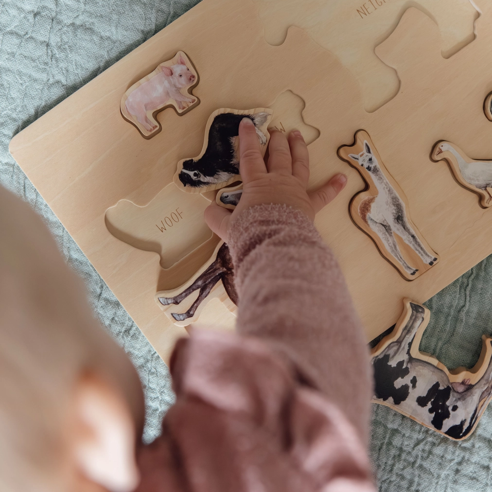 Farm Animals Chunky Wooden Puzzle - Paige Tate