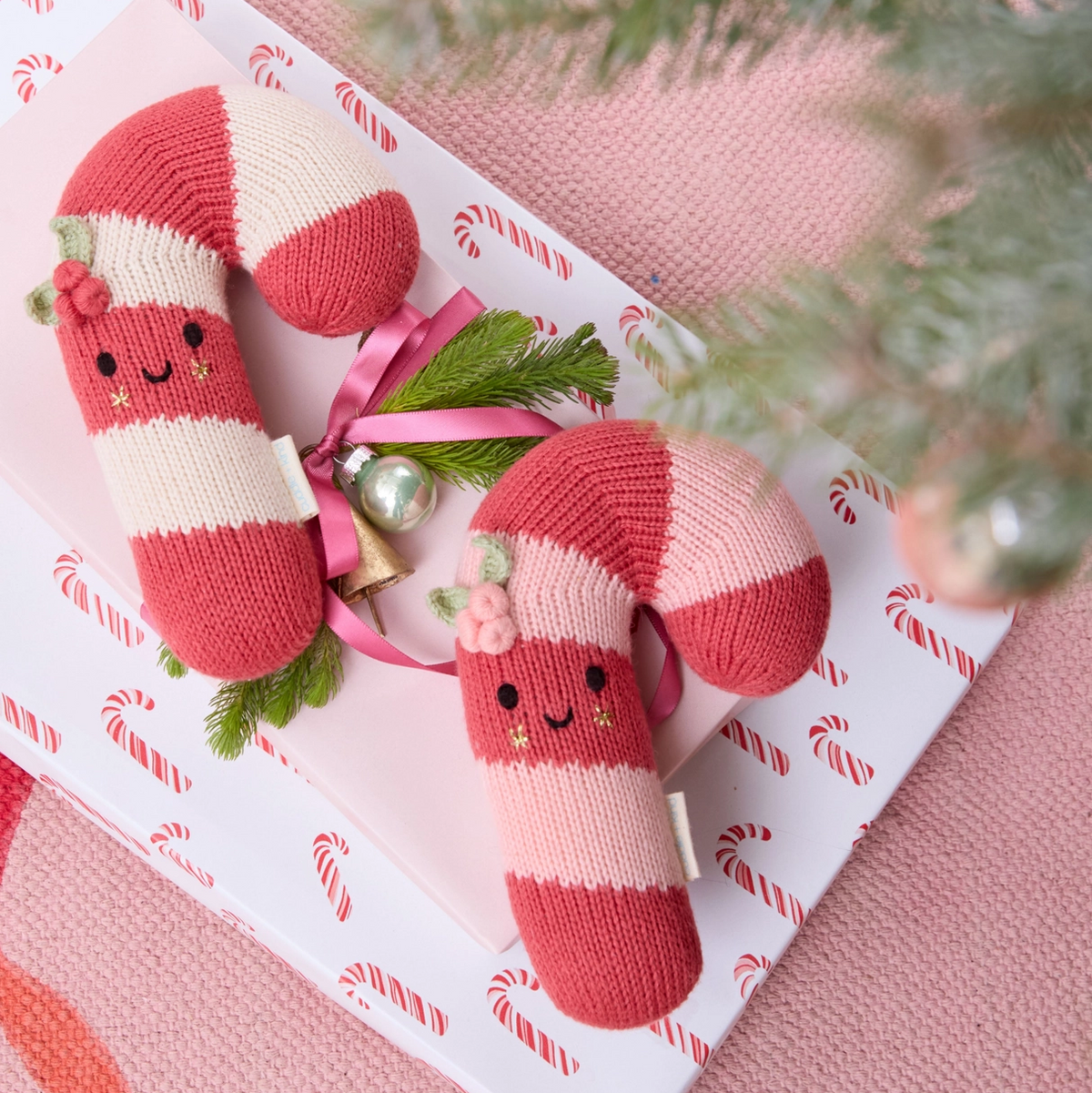Blush Stripe Candy Cane - Cuddle + Kind