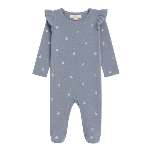 Macy Floren Bluen Lucille Pointelle Ruffle Romper - Kendi