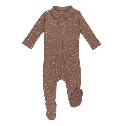 Latte Dots Polo Zipper Footie - L'ovedbaby