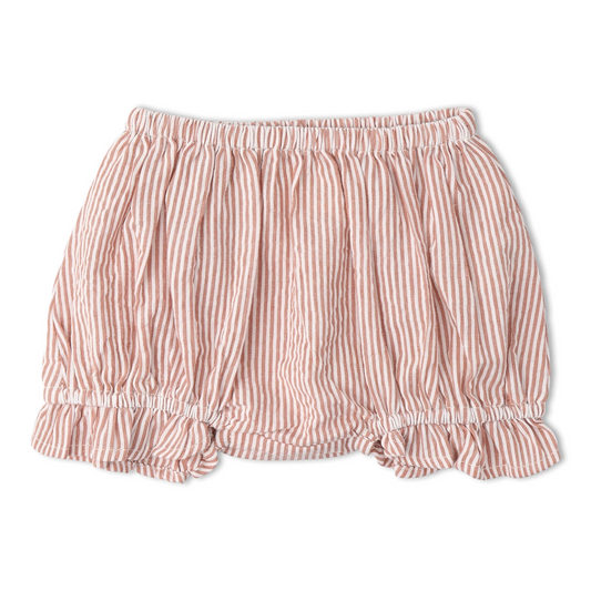 Coral Stripes Smocked Top & Bloomer Set - Makemake Organics