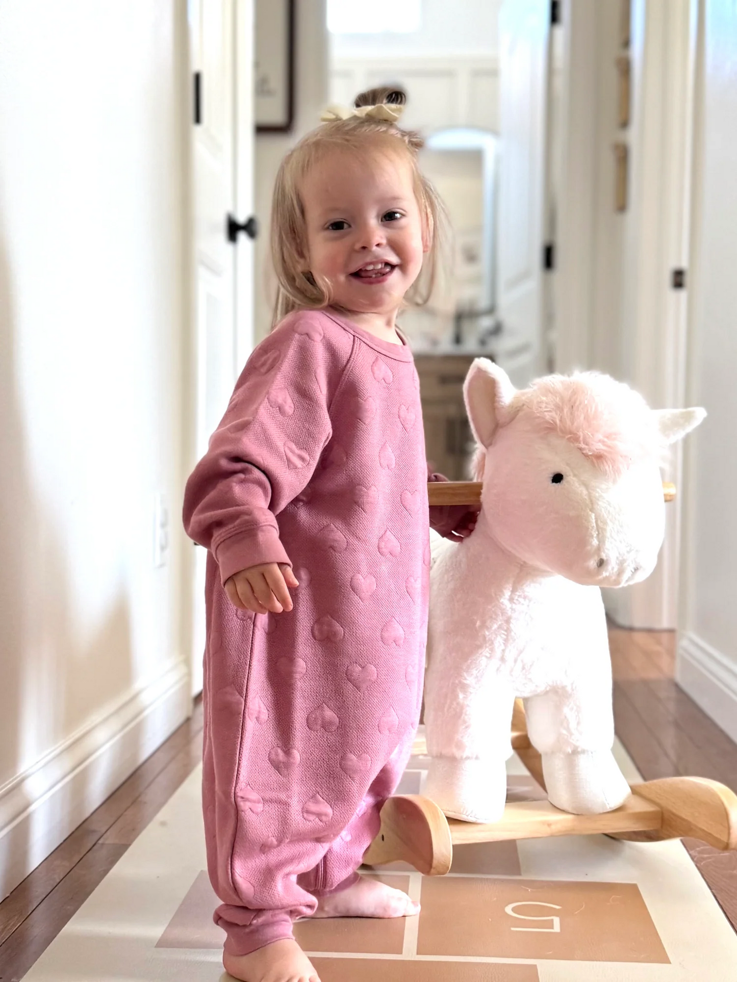 Pink I Heart U Long Sleeve Jumpsuit - Gunamuna