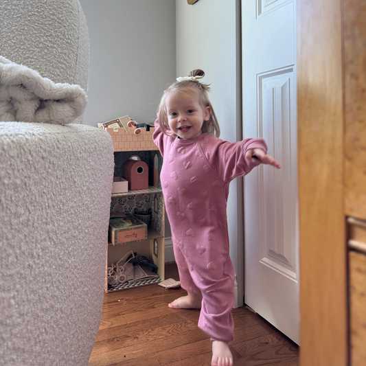 Pink I Heart U Long Sleeve Jumpsuit - Gunamuna