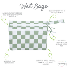 Sage Checkerboard Waterproof Wet Bag - Bapron