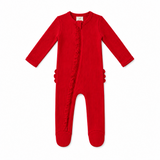 Red Ribbed Frill Footie - SIIX Collection