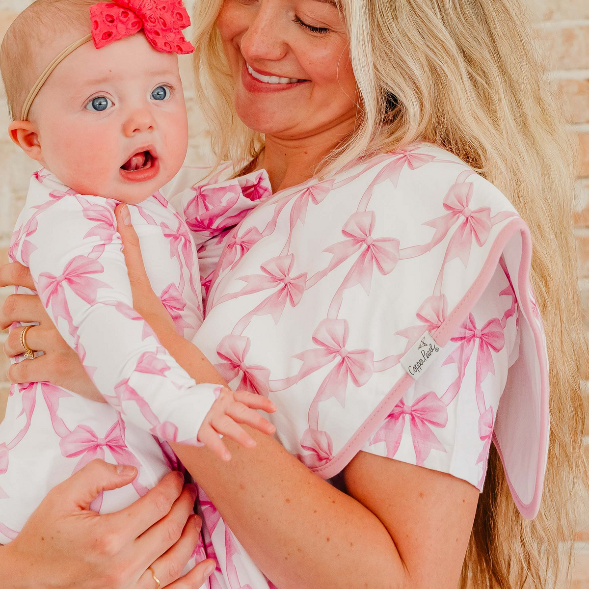 Bow My Gosh Burp Cloths - Copper Pearl