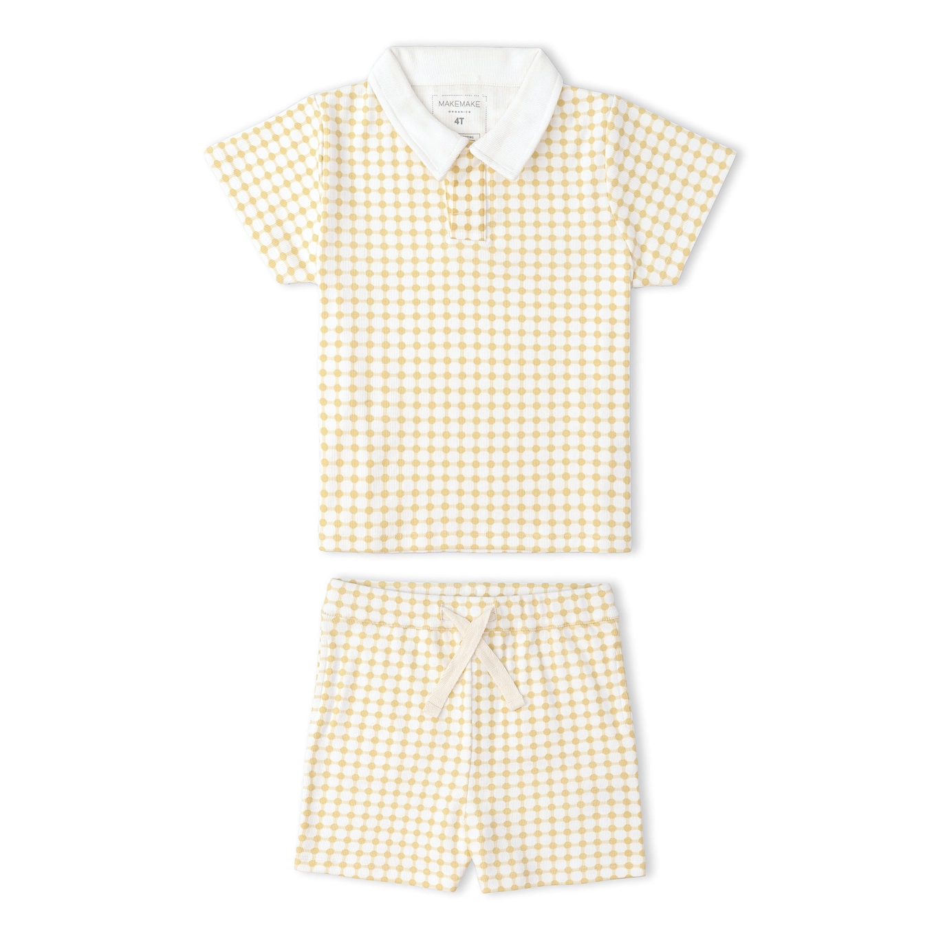 Dotty Gingham Collar Tee & Short Set - Makemake Organics