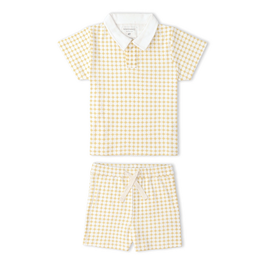 Dotty Gingham Collar Tee & Short Set - Makemake Organics
