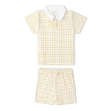 Dotty Gingham Collar Tee & Short Set - Makemake Organics