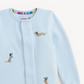 Blue Embriodered Dogs Velour Footie - Magnetic Me